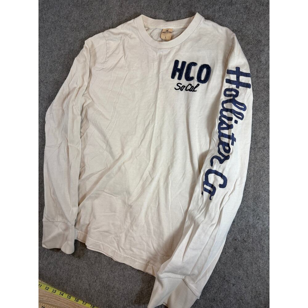 Hollister Shirt Mens White Long Sleeve Tee HCO So Cal Graphic Pullover Large